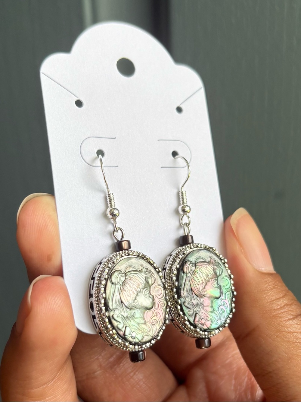 Black MOP Shell Sailor Moon Crystal Earrings S925 Silver Posts